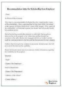 Scholarship Reference Letter